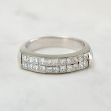 Load image into Gallery viewer, 18K White Gold Double Row Princess Cut .66ctw Diamond Band Ring