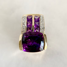 Load image into Gallery viewer, 14K Yellow Gold 3.50ct Amethyst and Diamond Enhancer Pendant