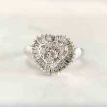 Load image into Gallery viewer, 14K White Gold 1.00ctw Cluster Diamond Heart Ring