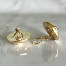 Load image into Gallery viewer, Retro 14k Yellow Gold Clip On Button Omega Back &quot;X&quot; Earrings