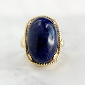 Vintage 14K Yellow Gold Lapis Lazuli Statement Ring