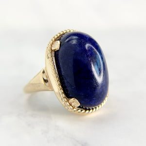 Vintage 14K Yellow Gold Lapis Lazuli Statement Ring