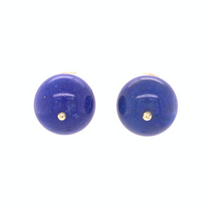Estate 14K Yellow Gold 12mm Lapis Lazuli Ball Statement Earrings