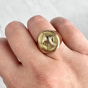 18K Yellow Gold Unisex Erawan Elephant Signet Ring