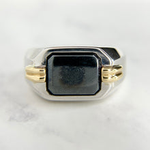 Load image into Gallery viewer, 14K Two-Tone Gold Hematite Statement Mens Signet Ring