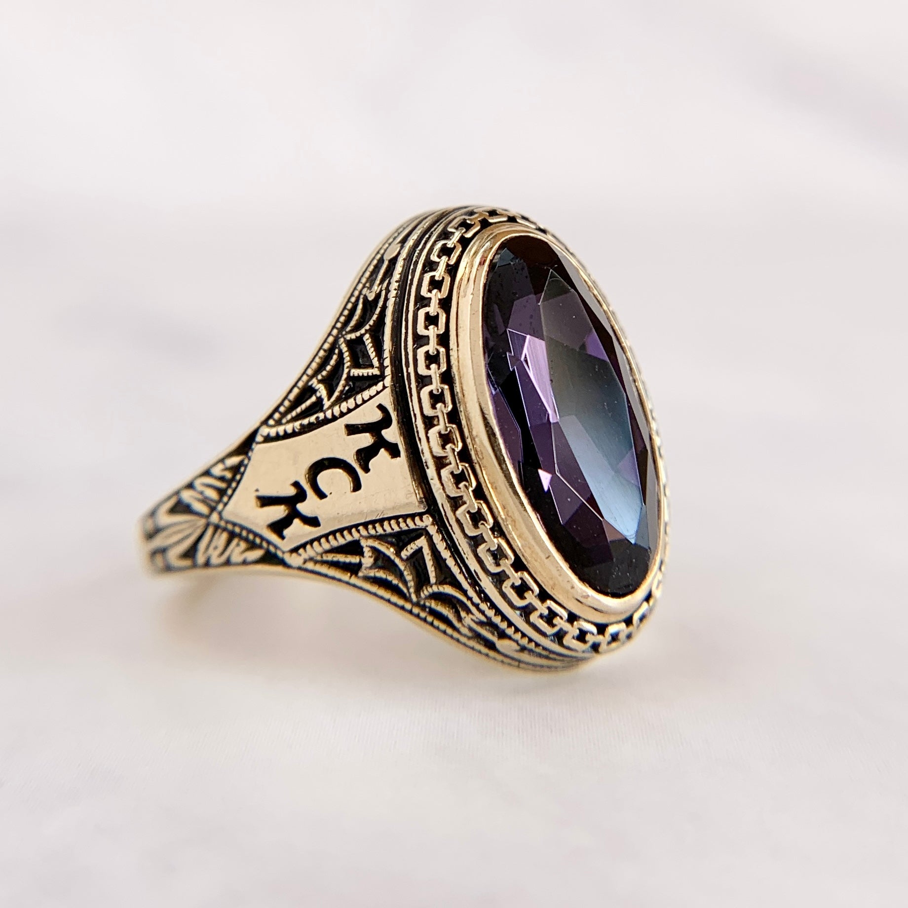 Rare Cherokee cheapest Chiefs High School Amethyst Spinel Ring Class 87 Signed Size 9.5