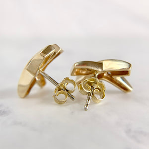 14K Yellow Gold "X" Design .50ctw Diamond Earrings