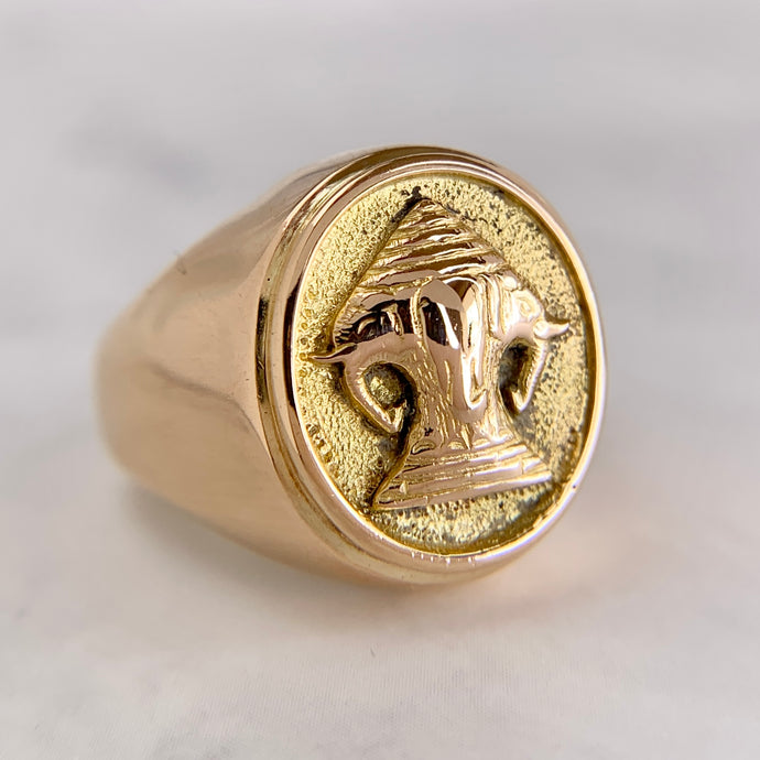18K Yellow Gold Unisex Erawan Elephant Signet Ring