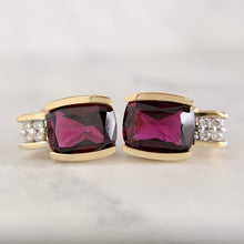 Load image into Gallery viewer, 14K Yellow Gold Pressure Set Rhodolite Garnet Earrings