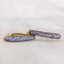 Load image into Gallery viewer, 14K Yellow Gold Natural Tanzanite Huggie Earrings