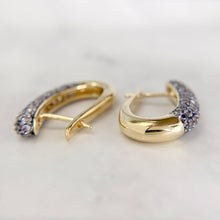 Load image into Gallery viewer, 14K Yellow Gold Natural Tanzanite Huggie Earrings