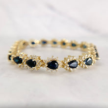 Load image into Gallery viewer, 14K Yellow Gold Sapphire and 3.42ctw Diamond Tennis Bracelet