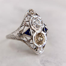 Load image into Gallery viewer, 20K White Gold Art Deco .75ctw OEC Diamond Shield Ring