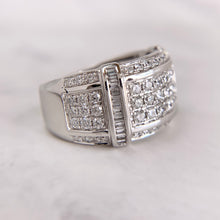 Load image into Gallery viewer, 10K White Gold 1.50ctw Diamond Cluster Wide Unisex Ring