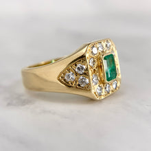 Load image into Gallery viewer, 18K Yellow Gold .50ct Colombian Emerald and Diamond Ring