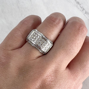 10K White Gold 1.50ctw Diamond Cluster Wide Unisex Ring