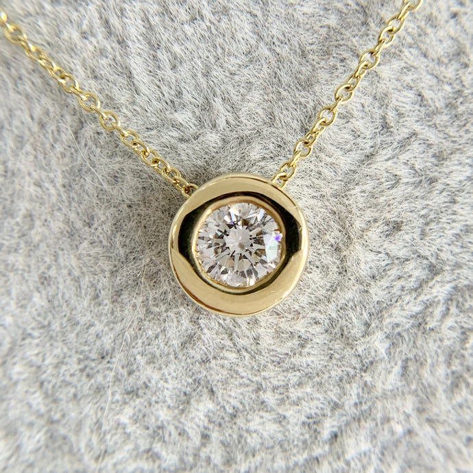Custom 14K Yellow Gold .45ct Diamond Solitaire Necklace