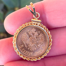 Load image into Gallery viewer, 14K YG Bezel Set Russian 5 Roubles Coin Pendant