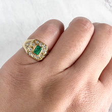 Load image into Gallery viewer, 18K Yellow Gold .50ct Colombian Emerald and Diamond Ring