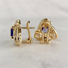 Load image into Gallery viewer, 14K Yellow Gold Tanzanite and Baguette Diamond Earrings
