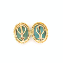 Load image into Gallery viewer, 14k Yellow Gold Turquoise Cabochon Statement Earrings