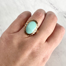 Load image into Gallery viewer, Antique 14K Yellow Gold Oval Natural Turquoise Ring