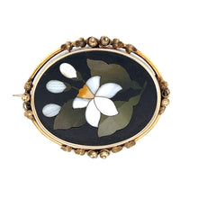 Load image into Gallery viewer, Antique 14K Yellow Gold Mosaic Pietra Dura Brooch