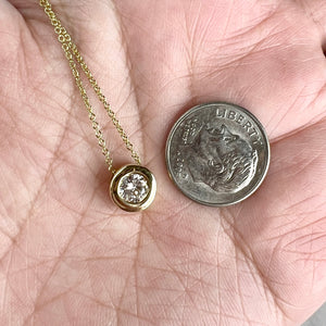 Custom 14K Yellow Gold .45ct Diamond Solitaire Necklace
