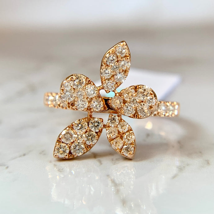 18K Rose Gold .87ctw Diamond Flower Ring