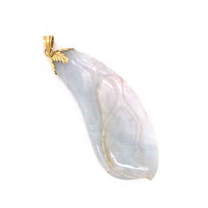 14K Yellow Gold Carved Jadeite Gourd Pendant