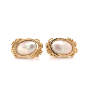 14K Yellow Gold Mother of Pearl Earrings