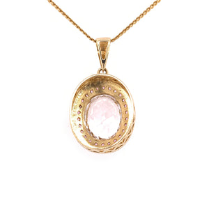 10K Yellow Gold Kunzite and Synthetic Pink Sapphire Pendant