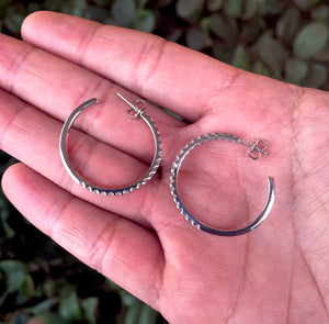 10K White Gold 1 Carat Diamond Half Hoop Earrings