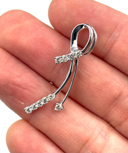 18K White Gold .37ctw VS Diamond Ribbon Slider Pendant