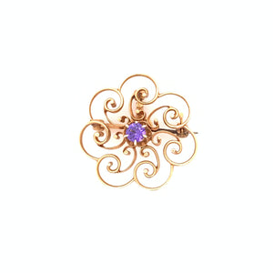 14k Art Nouveau Synthetic Color Change Sapphire Brooch/Pendant