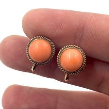 Load image into Gallery viewer, Vintage 14K Gold Natural Salmon Coral Screw Back Earrings