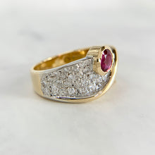 Load image into Gallery viewer, 18K Two-Tone Gold Natural Ruby VS Diamond Band