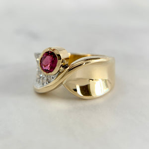 18K Two-Tone Gold Natural Ruby VS Diamond Band