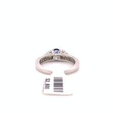 Load image into Gallery viewer, 14K WG .58ct Blue Sapphire Solitaire and Diamond Ring