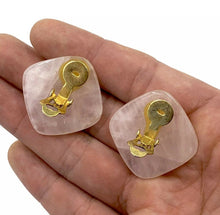 Load image into Gallery viewer, Estate Natural Pink Quartz Chunky Ladies Clip Earrings