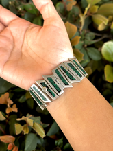 Load image into Gallery viewer, Taxco Mexico 925 Silver Malachite Inlay Bracelet - 7&quot;
